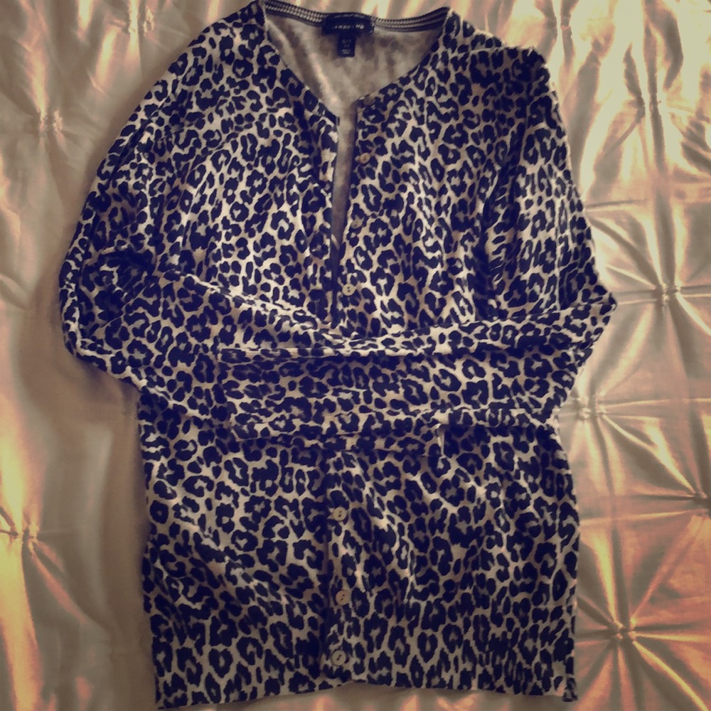 Land’s End animal print button down sweater